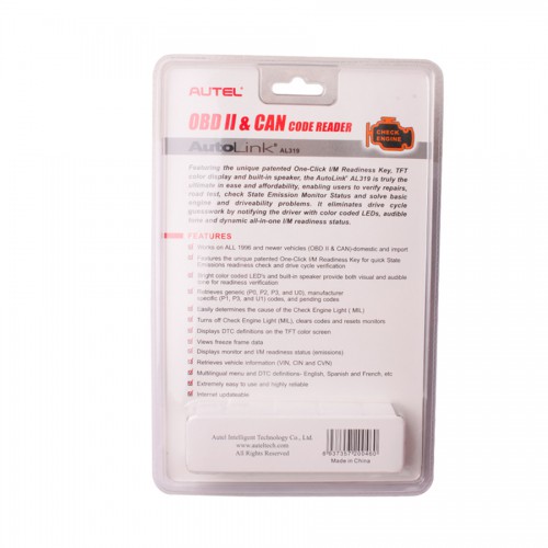 Original Autel AutoLink AL319 OBDII CAN Code Reader Free Update Free Shipping From HK/US/AU