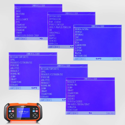 OBDSTAR X300 PRO3 Key Master with OBDII + Toyota G & H Chip All Keys Lost + Immobiliser + Odometer Adjustment + EEPROM/PIC