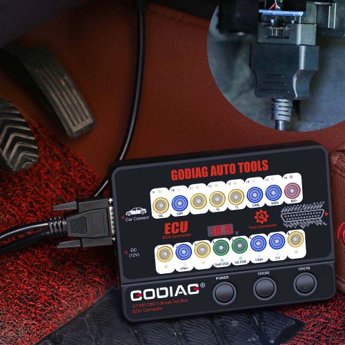 GODIAG GT100 OBD II Break Out Box ECU Connector 16PIN Protocol Detector OBDII BreakOut Box Breakout ECU Connector