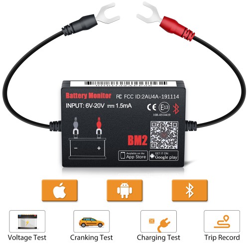 [Ship Form US] QUICKLYNKS Bluetooth Wireless Battery Monitor BM2 BM3 4.0 Battery Tester 12V Automotive Battery Load Tester