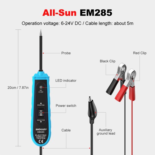   All-Sun EM285 Power Probe Car Electric Circuit Tester Automotive Tools 6-24V DC