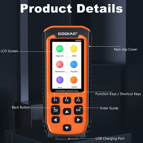 New GODIAG GD201 Full System Scanner with DPF ABS Airbag Oil Service Reset Support Multi-Language