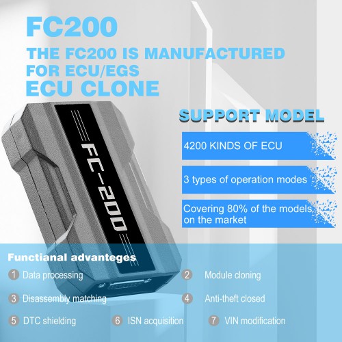 V1.1.5.0 CGDI FC200 ECU Programmer ISN OBD Reader For ECU/ EGS Clones Supports Calculating Checksum VIN Modify Upgrades From AT-200