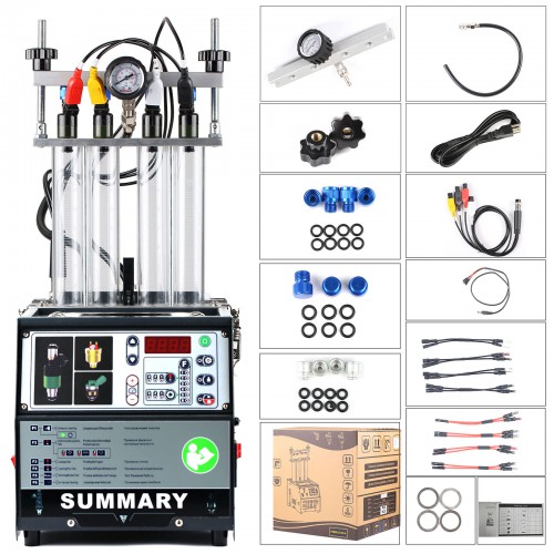 SUMMARY POWERJET PRO 240 Injector Cleaner & Tester Machine Kit 110V 220V Support for Optional Petrol Vehicles Motorcycle 4-Cylinder