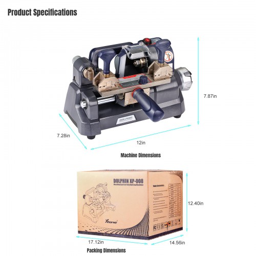 XHORSE DOLPHIN XP-008 MINI Mechanical Key Cutting Machine PN: XP0800 Designed for Bit/Pump Keys