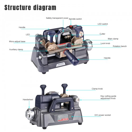 XHORSE DOLPHIN XP-008 MINI Mechanical Key Cutting Machine PN: XP0800 Designed for Bit/Pump Keys