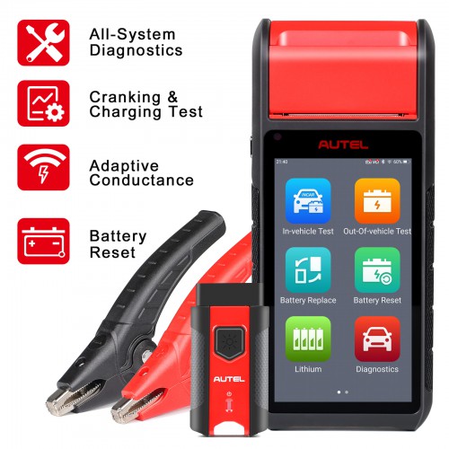 Autel MaxiBAS BT608E OBD2 Scanner built-in Printer Touchscreen Battery Tester Electrical System Analyzer, 12V 100-3000 CCA Load Tester