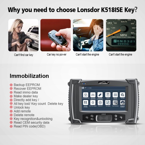 Lonsdor K518ISE Key Programmer Plus ADP 8A/4A Adapter and LKE Emulator for Toyota Proximity without PIN