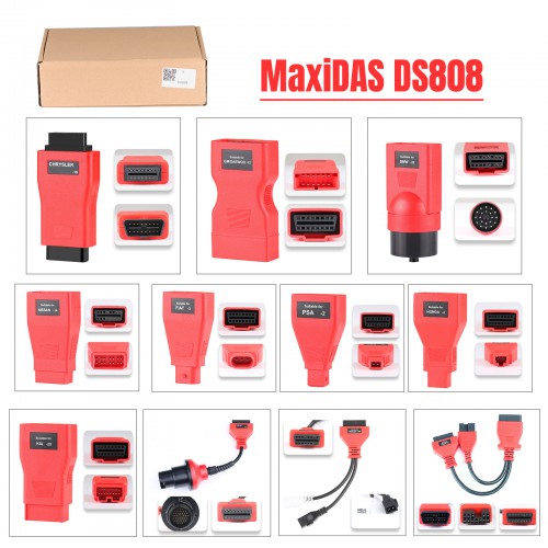 Full Set OBDII Cables and Connectors Compatible with Autel MaxiDas DS808/ MP808/ MP808BT (Only Cables and Connectors)