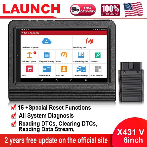 Launch X431 V V5.0 8inch Tablet Wifi/Bluetooth Full System Diagnostic Tool 2 Year Free Update Online Support 30+ Special Functions