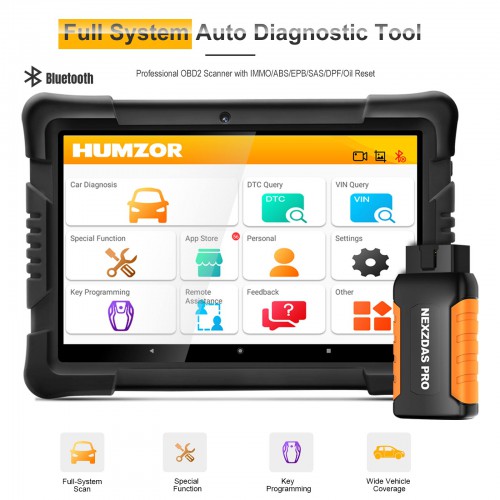 Humzor NexzDAS Pro Bluetooth Full System Auto Diagnostic Tool with IMMO, ABS, EPB, SAS, DPF, Oil Reset