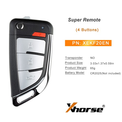 Xhorse XEKF20EN Super Remote Knife Flip 4 Buttons Built-in Super Chip for VVDI Tools 5pcs/lot