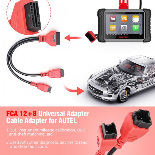 FCA 12+8 Universal Adapter Cable Adapter for AUTEL MaxiSys Elite/ MS908/ MS908P/ MS908S Pro