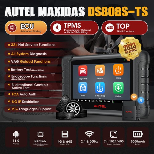 2023 Autel MaxiDAS DS808S-TS TPMS Diagnostic Tool with Complete TPMS Functions Upgraded Of Autel DS808TS/ MP808TS