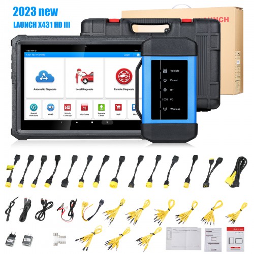 Original LAUNCH X431 V+ with HD III Heavy Duty Module Truck Diagnostic Tool for 12V 24V Trucks