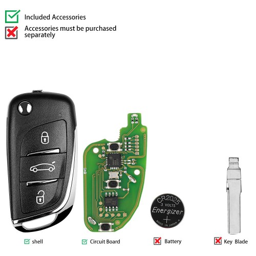 XHORSE XKDS00EN VVDI2 Volkswagen DS Type Remote Key 3 Buttons 5pcs/lot