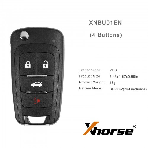 XHORSE XNBU01EN VVDI GM Flip Type 4 Buttons Universal Wireless Remote Key 5 pcs/lot