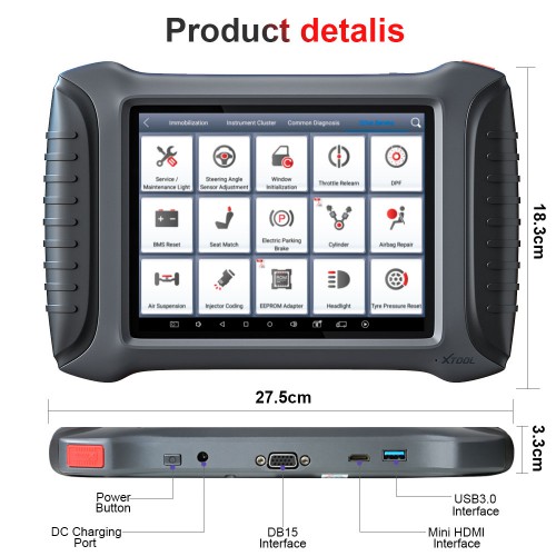 XTOOL X100 PAD 3 Key Fob Programming Tool with KC100 Key Chip Programmer EEPROM Adapter Support 38+ Services Bi-Directional Control ECU Coding