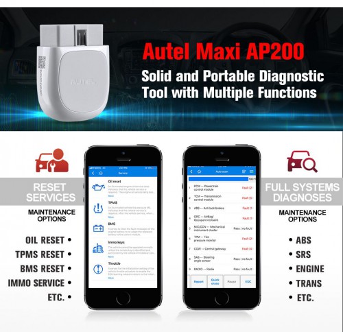 Autel AP200 OBD2 Scanner Code Reader with Full Systems Diagnoses Support Bluetooth