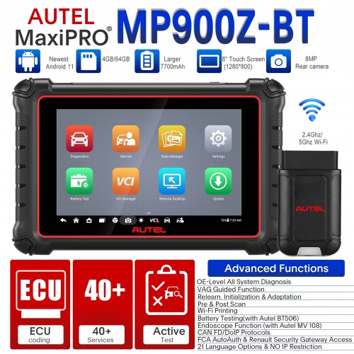 2023 Autel MaxiPro MP900Z-BT (MP900BT) Diagnostic Scanner Support Pre&Post Scan and Battery Testing Functions