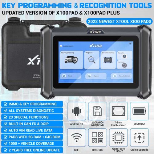 2023 XTOOL X100 PAD S X100 PADS Key Programming&Recogniton Tool with Built-In CAN FD&DOIP Update Ver.of X100PAD/X100 PAD Plus