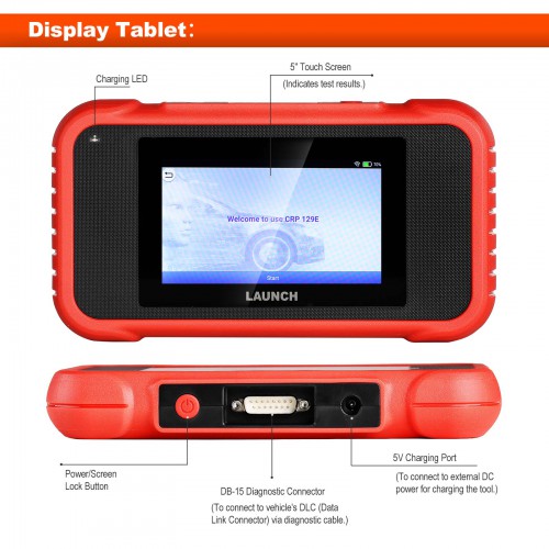 Launch X431 CRP129E 4 System OBD2 Scanner ABS/SRS/TCM/Engine Code Reade Support Injector Coding, Auto Vin And 8 Reset Service