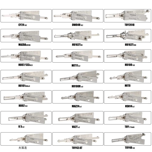 100% Original Lishi 2-in-1 Auto Car Door Lock Pick And  Decoder Locksmith Tool 32Pcs/Kit