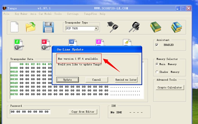 Original Tango Key Transponder Programmer display