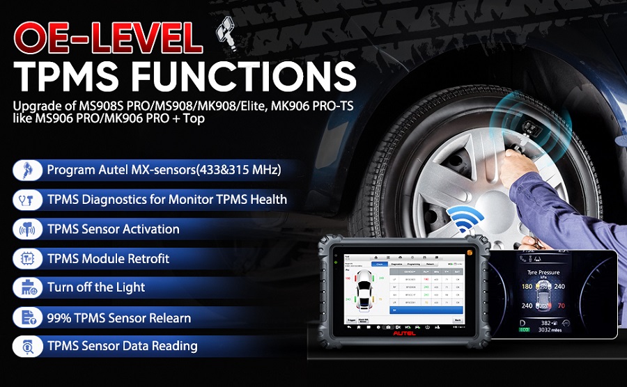 Autel MaxiCOM MK906 Pro Superior TPMS Functions