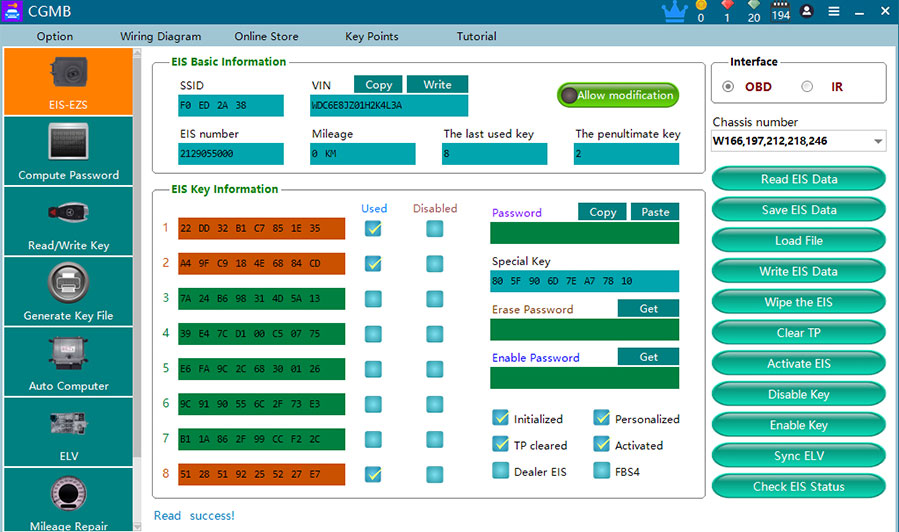 CGDI MB Key Programming via OBD and IR