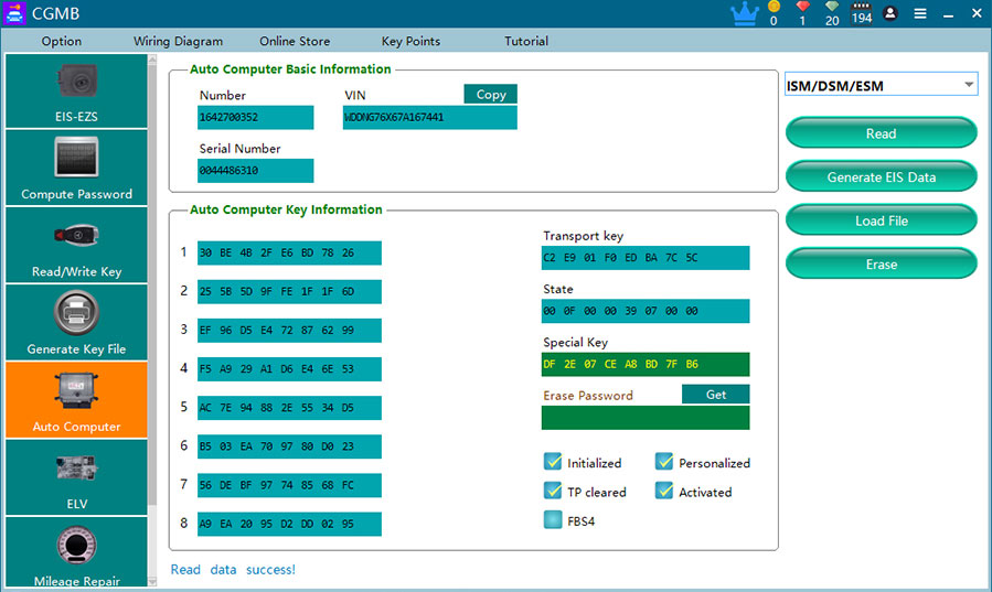 CGDI MB ISM/DSM/ESM Function 