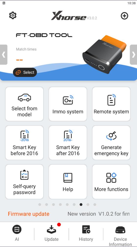 Xhorse FT OBD App Menu Display 1