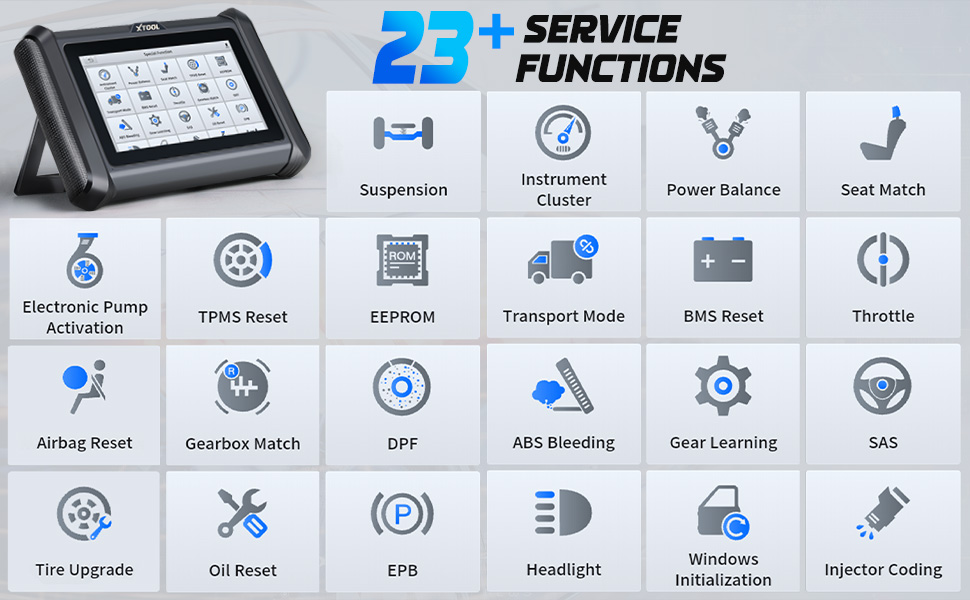 XTOOL X100 PAD Oil Service Light Reset Coverage