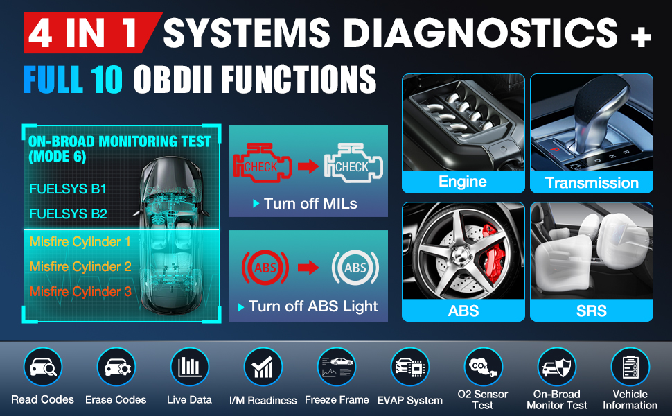 LAUNCH CRP129E OBD2 Scanner  4 System Diagnnostic 